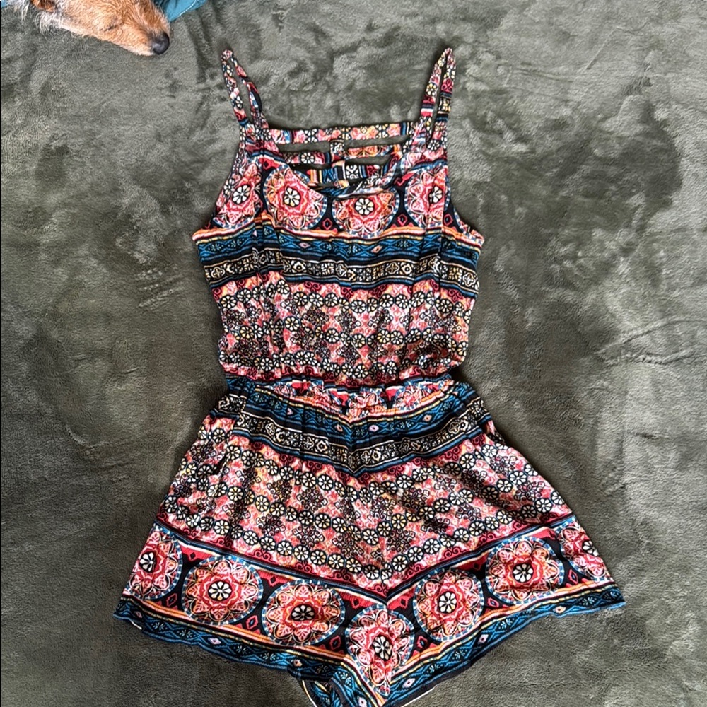 Colorful Patterned Sleeveless Romper